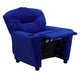 Blue Microfiber |#| Contemporary Blue Microfiber Kids Recliner with Cup Holder - Hardwood Frame