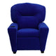 Blue Microfiber |#| Contemporary Blue Microfiber Kids Recliner with Cup Holder - Hardwood Frame