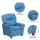 Light Blue Vinyl |#| Contemporary Light Blue Vinyl Kids Recliner with Cup Holder - Hardwood Frame