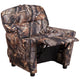 Camouflage Fabric |#| Contemporary Camouflaged Fabric Kids Recliner with Cup Holder - Hardwood Frame