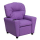 Lavender Vinyl |#| Contemporary Lavender Vinyl Kids Recliner with Cup Holder - Hardwood Frame