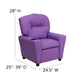 Lavender Vinyl |#| Contemporary Lavender Vinyl Kids Recliner with Cup Holder - Hardwood Frame