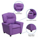 Lavender Vinyl |#| Contemporary Lavender Vinyl Kids Recliner with Cup Holder - Hardwood Frame