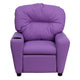 Lavender Vinyl |#| Contemporary Lavender Vinyl Kids Recliner with Cup Holder - Hardwood Frame