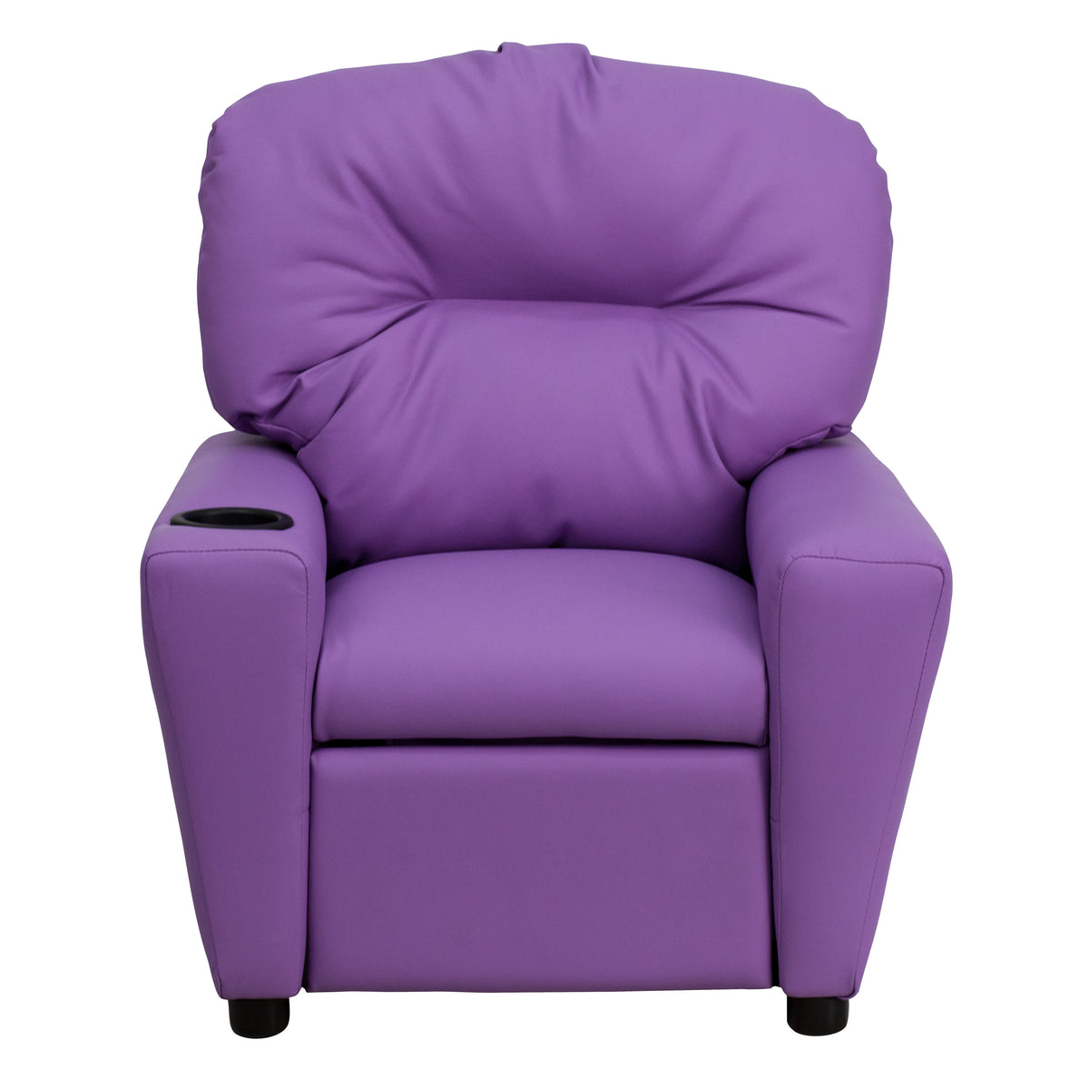 Lavender Vinyl |#| Contemporary Lavender Vinyl Kids Recliner with Cup Holder - Hardwood Frame