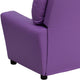 Lavender Vinyl |#| Contemporary Lavender Vinyl Kids Recliner with Cup Holder - Hardwood Frame