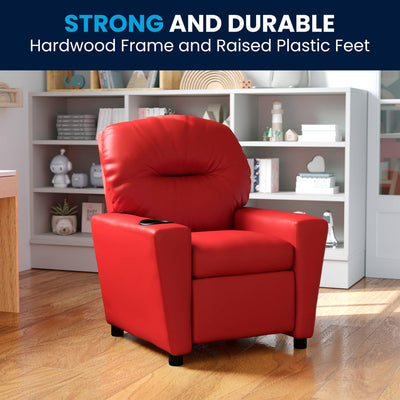 Contemporary Kids Recliner with Cup Holder - View 2
