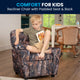 Camouflage Fabric |#| Contemporary Camouflaged Fabric Kids Recliner with Cup Holder - Hardwood Frame