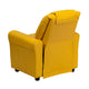 Yellow Vinyl |#| Contemporary Yellow Vinyl Kids Recliner with Cup Holder and Headrest