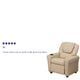 Beige Vinyl |#| Contemporary Beige Vinyl Kids Recliner with Cup Holder and Headrest