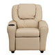 Beige Vinyl |#| Contemporary Beige Vinyl Kids Recliner with Cup Holder and Headrest