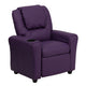 Purple Vinyl |#| Contemporary Purple Vinyl Kids Recliner with Cup Holder and Headrest