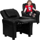 Black LeatherSoft |#| Contemporary Black LeatherSoft Kids Recliner with Cup Holder and Headrest