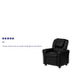 Black LeatherSoft |#| Contemporary Black LeatherSoft Kids Recliner with Cup Holder and Headrest