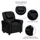 Black LeatherSoft |#| Contemporary Black LeatherSoft Kids Recliner with Cup Holder and Headrest