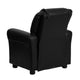 Black LeatherSoft |#| Contemporary Black LeatherSoft Kids Recliner with Cup Holder and Headrest