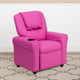 Hot Pink Vinyl |#| Contemporary Hot Pink Vinyl Kids Recliner with Cup Holder and Headrest