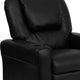 Black LeatherSoft |#| Contemporary Black LeatherSoft Kids Recliner with Cup Holder and Headrest