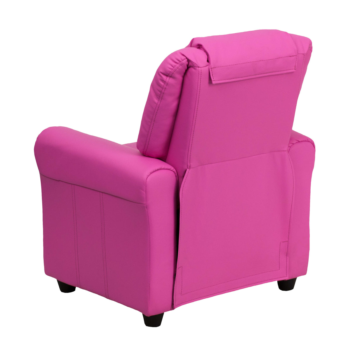 Hot Pink Vinyl |#| Contemporary Hot Pink Vinyl Kids Recliner with Cup Holder and Headrest