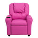 Hot Pink Vinyl |#| Contemporary Hot Pink Vinyl Kids Recliner with Cup Holder and Headrest