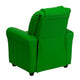 Green Vinyl |#| Contemporary Green Vinyl Kids Recliner with Cup Holder and Headrest