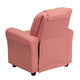 Pink Vinyl |#| Contemporary Pink Vinyl Kids Recliner with Cup Holder and Headrest