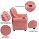Pink Vinyl |#| Contemporary Pink Vinyl Kids Recliner with Cup Holder and Headrest