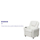 White Vinyl |#| Contemporary White Vinyl Kids Recliner with Cup Holder and Headrest