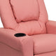 Pink Vinyl |#| Contemporary Pink Vinyl Kids Recliner with Cup Holder and Headrest