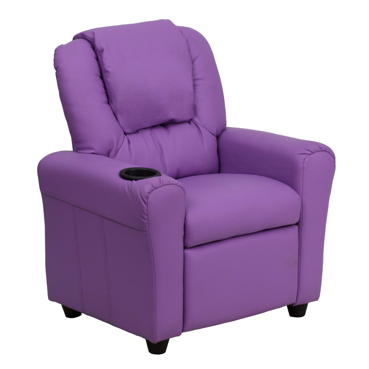 Lavender Vinyl |#| Contemporary Lavender Vinyl Kids Recliner with Cup Holder and Headrest