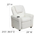 White Vinyl |#| Contemporary White Vinyl Kids Recliner with Cup Holder and Headrest