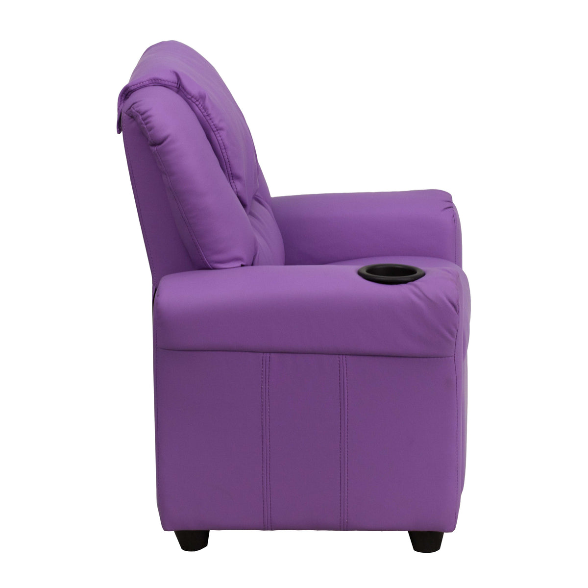 Lavender Vinyl |#| Contemporary Lavender Vinyl Kids Recliner with Cup Holder and Headrest