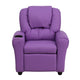 Lavender Vinyl |#| Contemporary Lavender Vinyl Kids Recliner with Cup Holder and Headrest