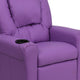 Lavender Vinyl |#| Contemporary Lavender Vinyl Kids Recliner with Cup Holder and Headrest