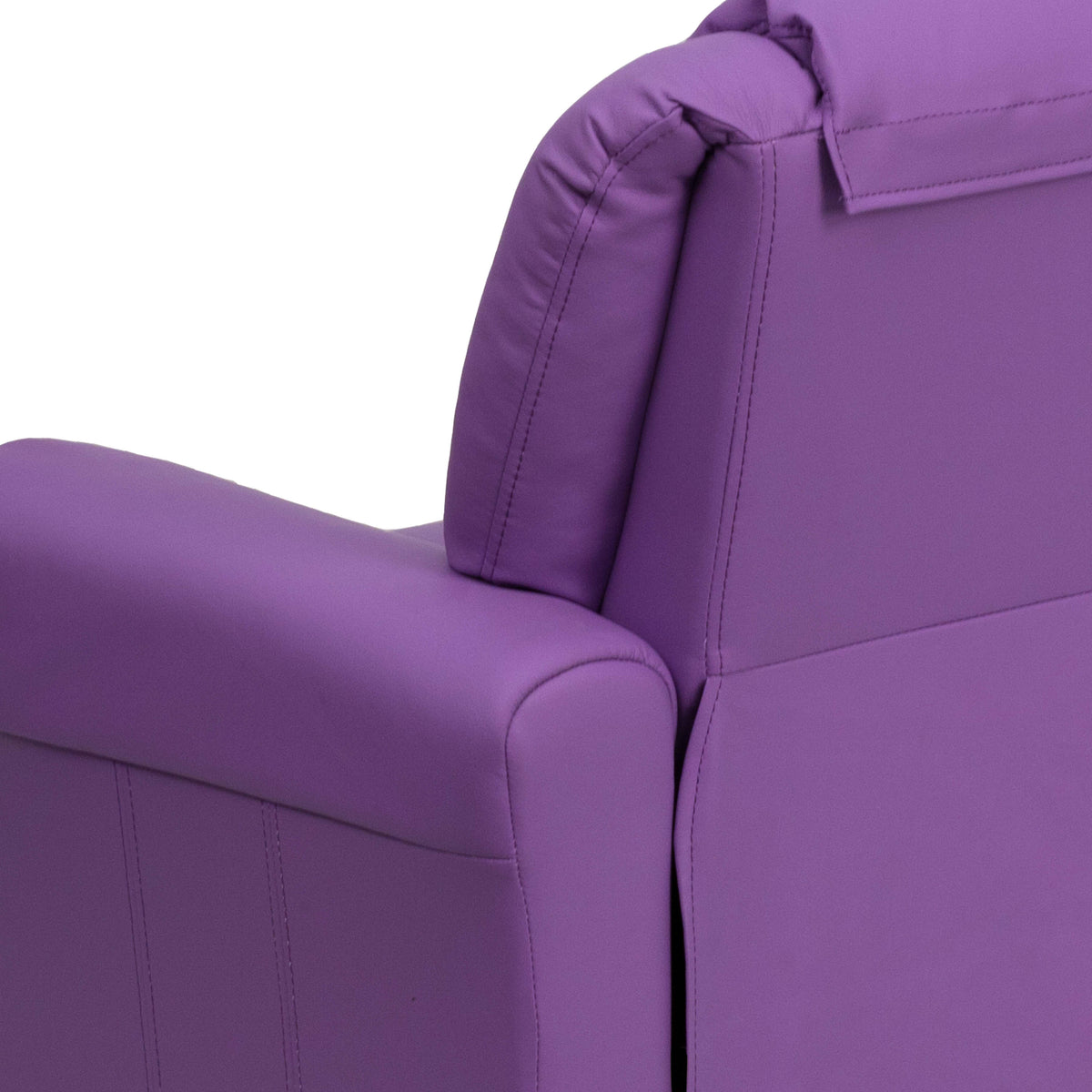 Lavender Vinyl |#| Contemporary Lavender Vinyl Kids Recliner with Cup Holder and Headrest
