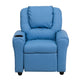 Light Blue Vinyl |#| Contemporary Light Blue Vinyl Kids Recliner with Cup Holder and Headrest