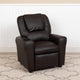 Brown LeatherSoft |#| Contemporary Brown LeatherSoft Kids Recliner with Cup Holder and Headrest