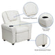 White Vinyl |#| Contemporary White Vinyl Kids Recliner with Cup Holder and Headrest