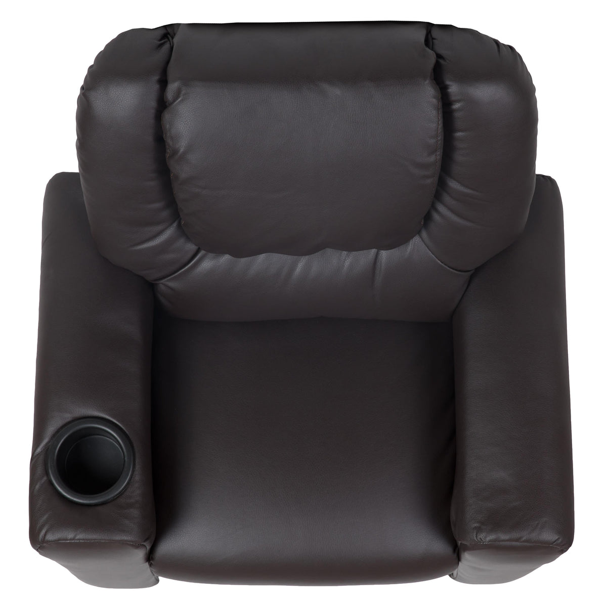 Brown LeatherSoft |#| Contemporary Brown LeatherSoft Kids Recliner with Cup Holder and Headrest