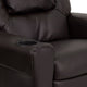 Brown LeatherSoft |#| Contemporary Brown LeatherSoft Kids Recliner with Cup Holder and Headrest