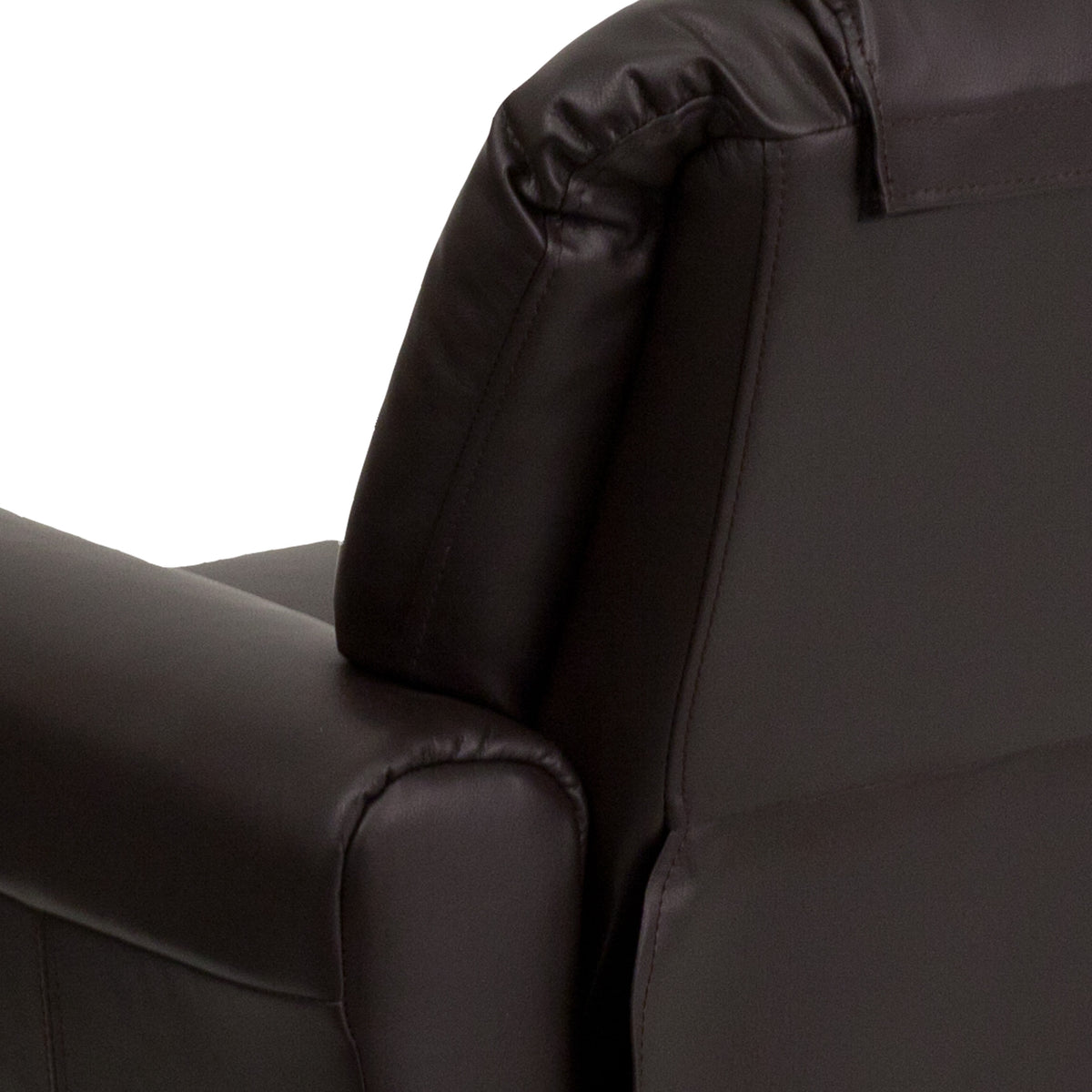 Brown LeatherSoft |#| Contemporary Brown LeatherSoft Kids Recliner with Cup Holder and Headrest