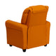 Orange Vinyl |#| Contemporary Orange Vinyl Kids Recliner with Cup Holder and Headrest