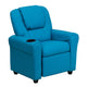 Turquoise Vinyl |#| Contemporary Turquoise Vinyl Kids Recliner with Cup Holder and Headrest