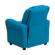Turquoise Vinyl |#| Contemporary Turquoise Vinyl Kids Recliner with Cup Holder and Headrest