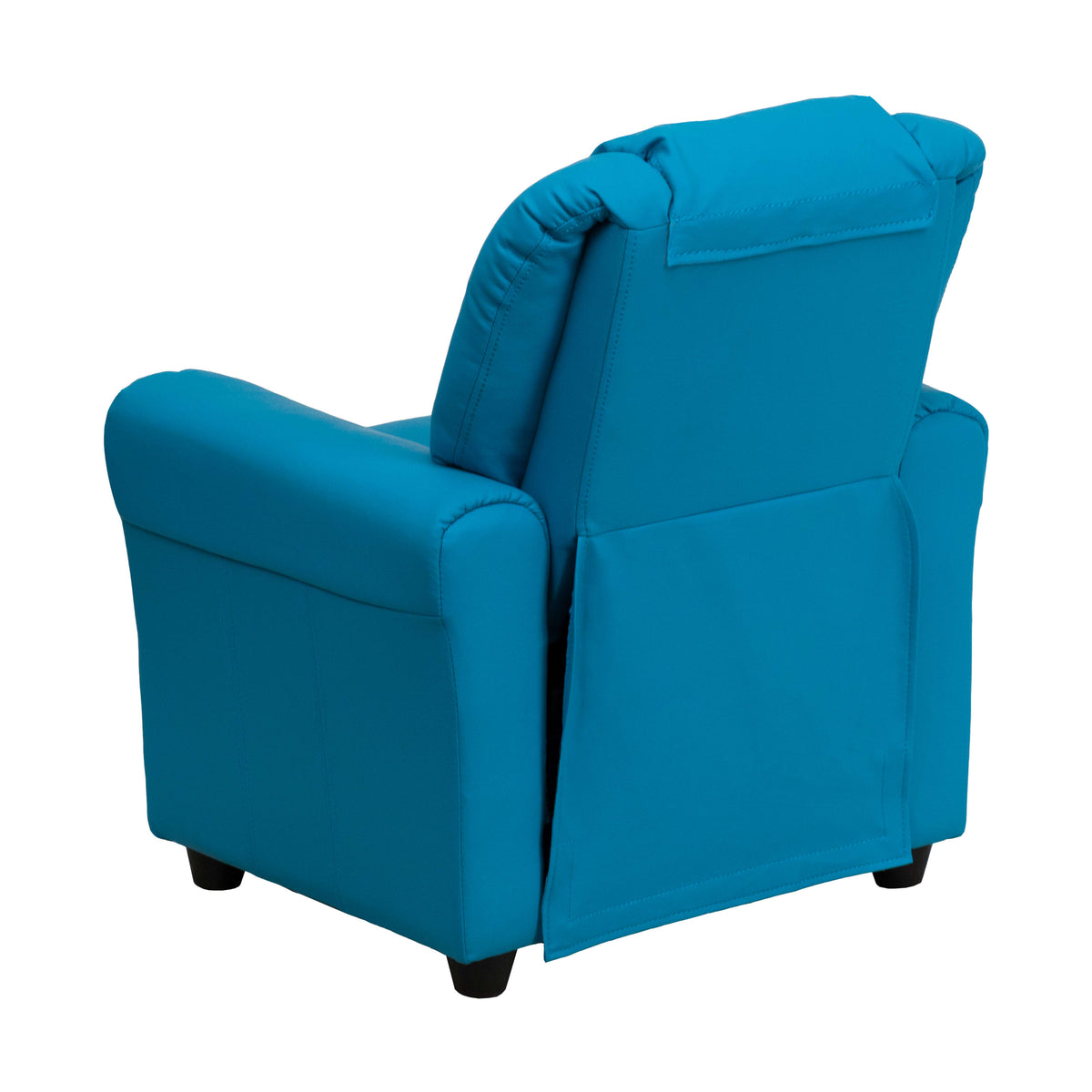 Turquoise Vinyl |#| Contemporary Turquoise Vinyl Kids Recliner with Cup Holder and Headrest