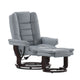 Gray |#| Gray LeatherSoft Multi-Position Recliner &Ottoman w/Swivel Mahogany Wood Base