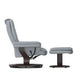 Gray |#| Gray LeatherSoft Multi-Position Recliner &Ottoman w/Swivel Mahogany Wood Base