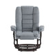 Gray |#| Gray LeatherSoft Multi-Position Recliner &Ottoman w/Swivel Mahogany Wood Base