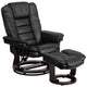 Black |#| Black LeatherSoft Multi-Position Recliner &Ottoman w/Swivel Mahogany Wood Base