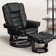 Black |#| Black LeatherSoft Multi-Position Recliner &Ottoman w/Swivel Mahogany Wood Base
